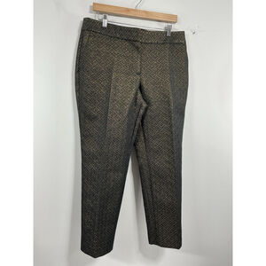 Womans Loft Petites Marisa Dress Pants 10 P Black Gold Straight